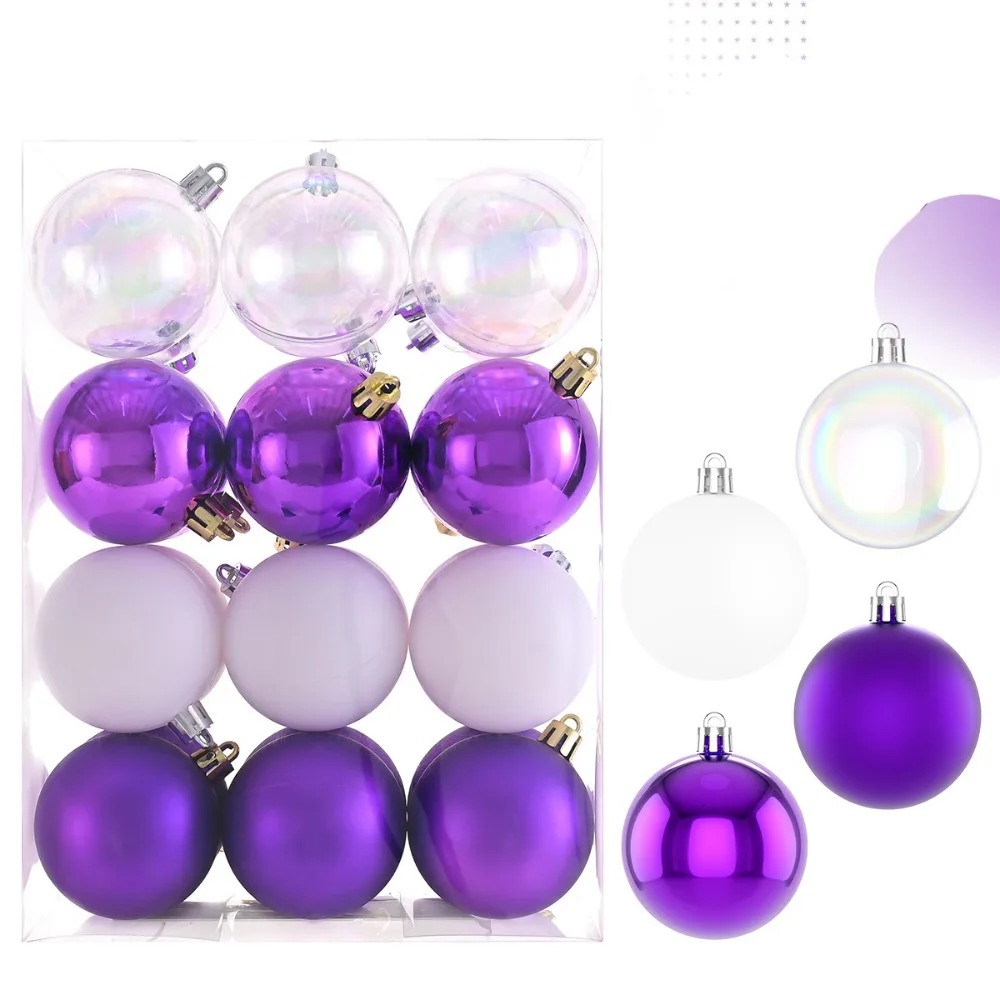 

24pcs 6CM Christmas Balls Electroplated Plastic Xmas Decorative Hanging Ornaments Shatterproof Waterproof Xmas Tree Bauble Ball