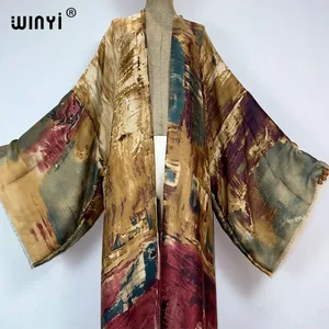 Winyi-Kimono Bikini Cover, Strandkleidung, Baumwollfedern, Öldruck, sexy, elegant, Gefühl, Kaftan, neu 12 Hauptverkäufe Chic Beach Ausfahrt - №11