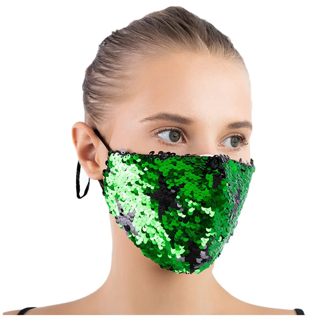 1pc Personalized Design With Sequins That Can Clean And Reuse Outdoor Masks Breathable And Comfortable Personal Protective Mask