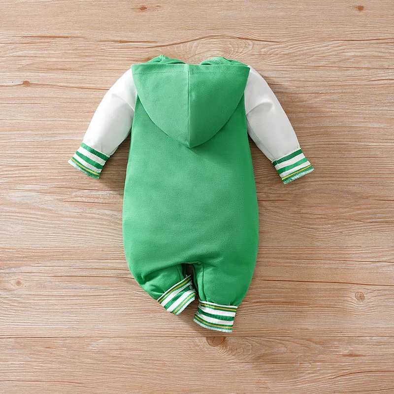 Newborn Baby Baseball Clothes 0 3 6 9 12 Months Boston hooded Long Sleeve Footies Toddler boys Clothes Kids Jumpsuit Pyjama