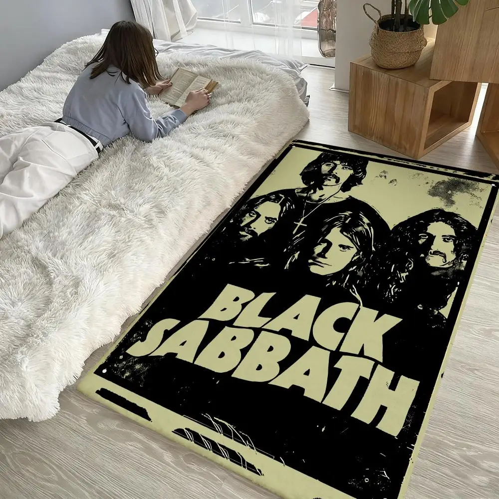 

B-Black-Sabbaths Heavy Rock Floor Mat Soft Thickened Non-Slip Door Mat for Living Room Home Decor Flannel Rugs