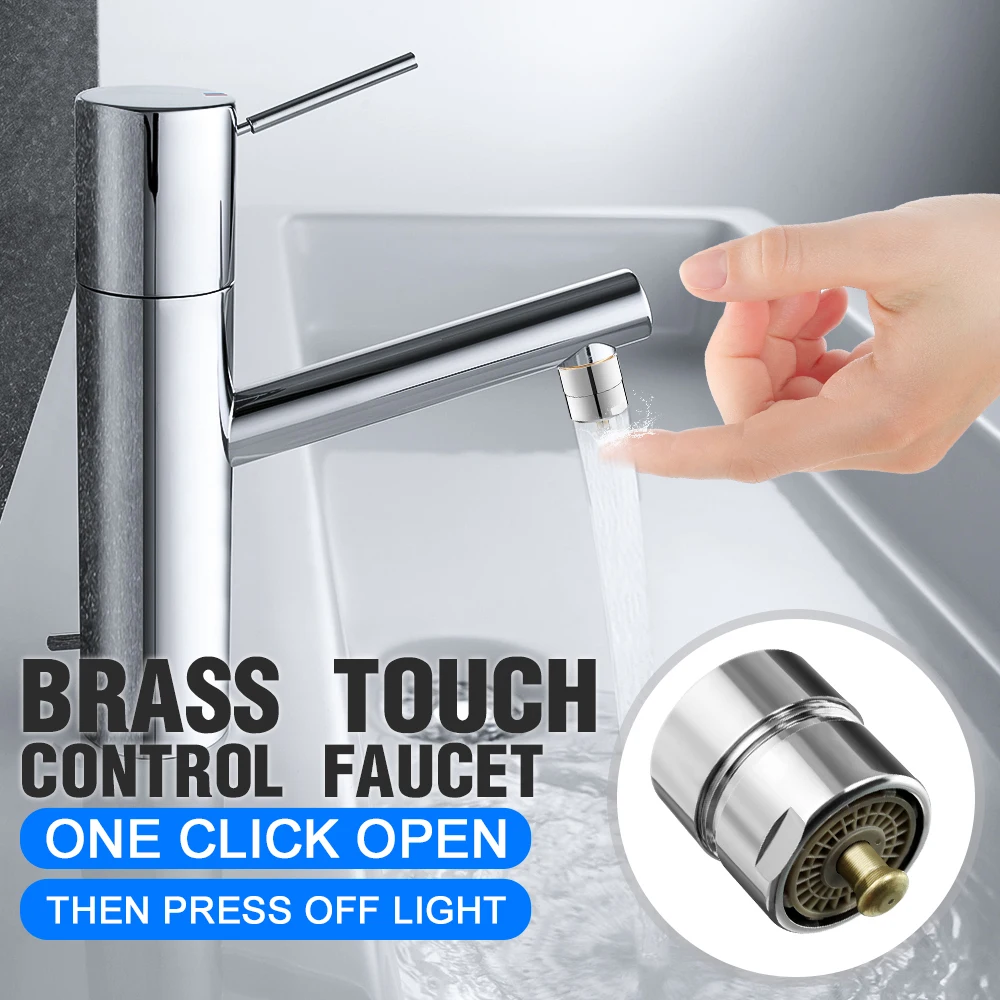 New Touch Control Faucet Aerator Brass 23.6mm Male Thread Water Save Tap Valves Bubbler Purifier Stop Water Faucet Accessories