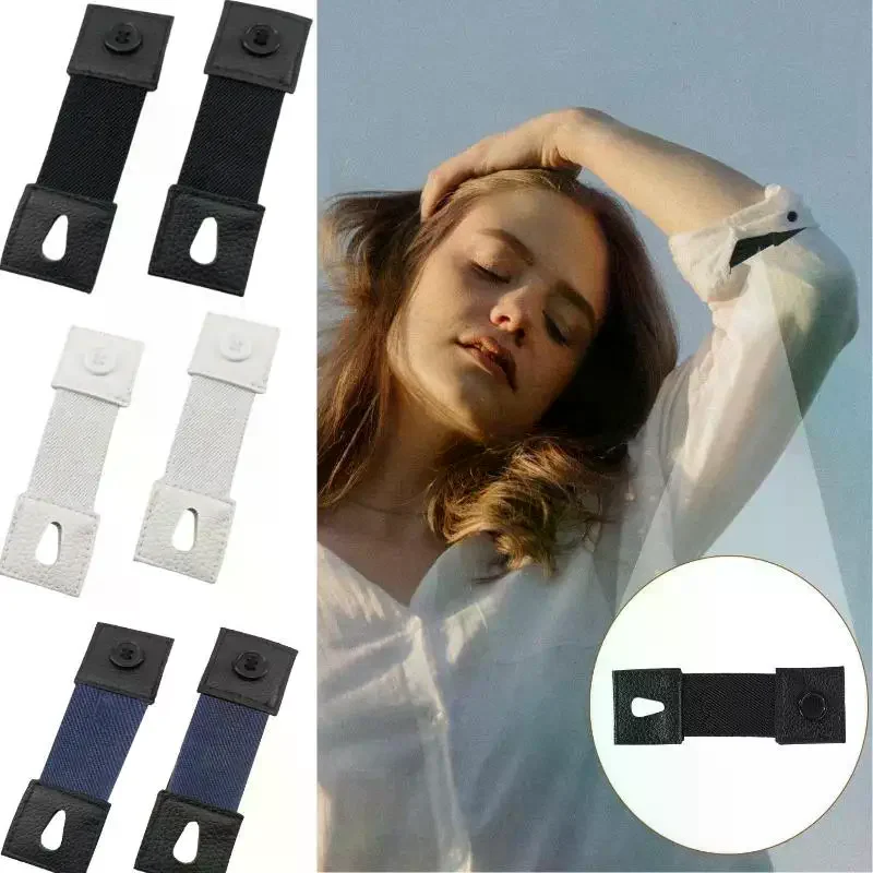 1Pair Shirt Cuff Extender Elastic: Button Extension Strap Men Women Sleeve Holder Cufflinks Arm Cuffs Bands