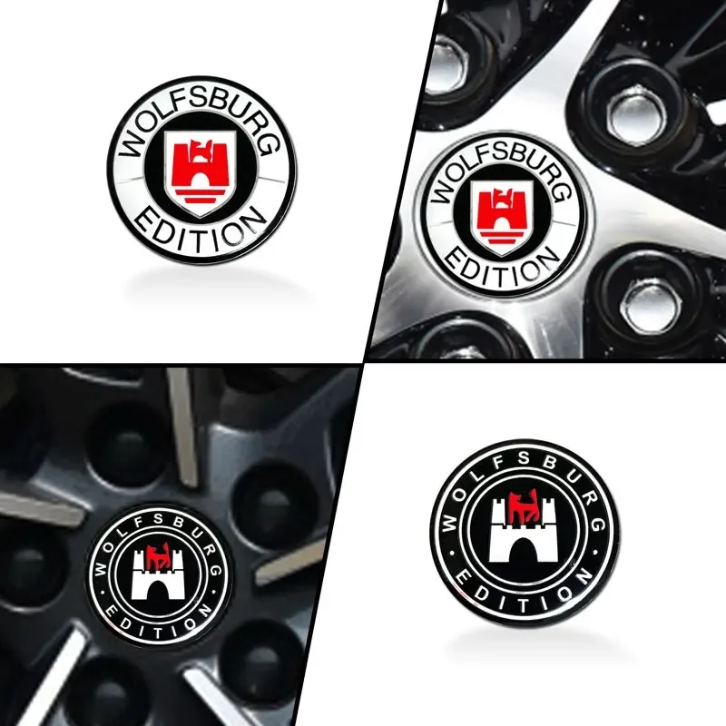 4pcs 56mm Car Wheel Center Hub Caps Cover Emblem Wolfsburg Edition Logo Universal Aluminum Stickers Rims Decoration Accessories