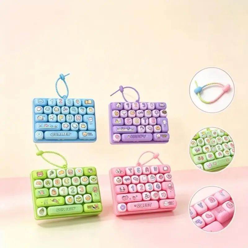 Portable Fidget Keycap Clicker 26 Key Keychain Push Toy Anxiety Relief for Office Workers Daily Carry