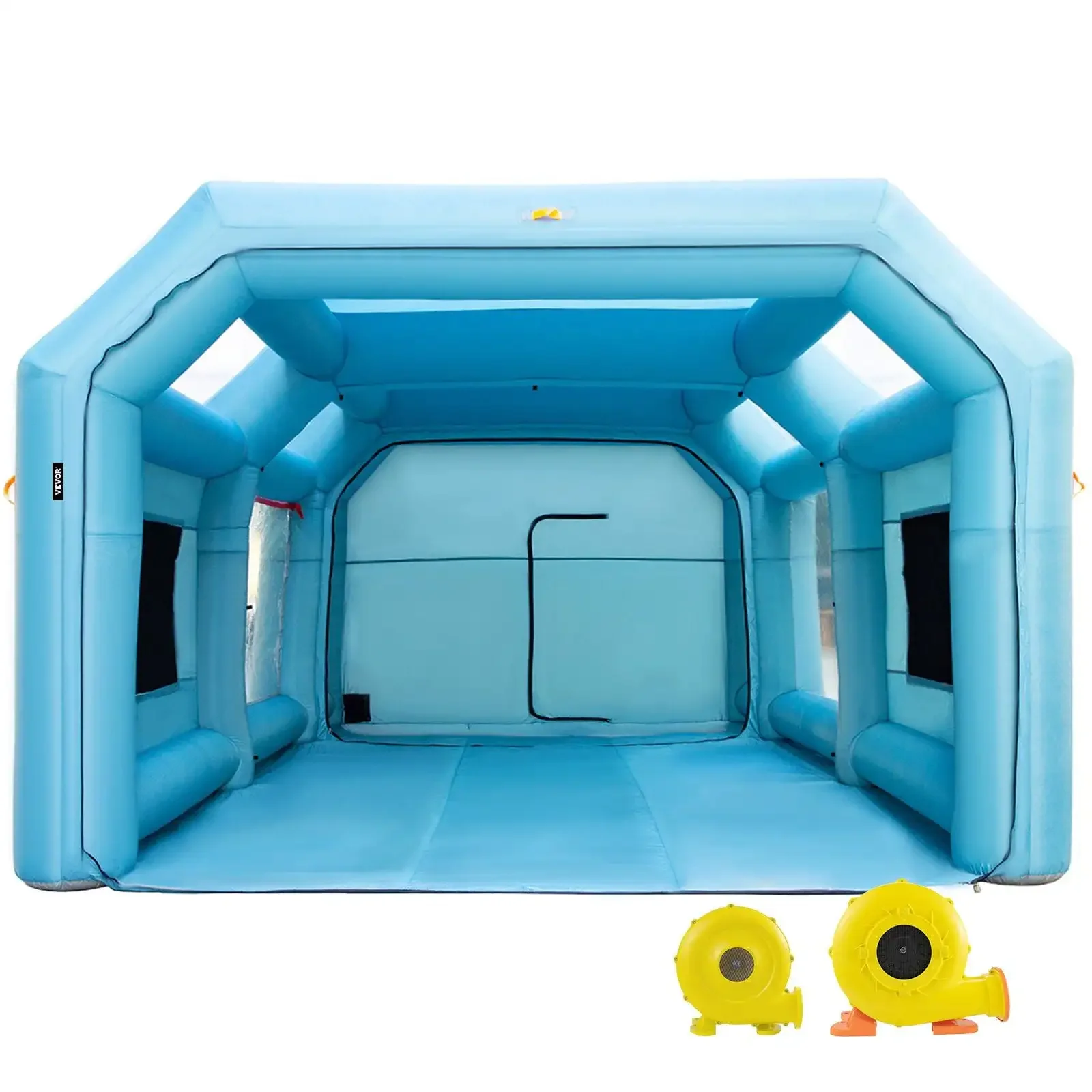 Cabina de pintura inflable portátil, cabina de pulverización inflable de 28x15x10 pies, tienda de pintura para coche con sistema de filtro de aire y 2 sopladores