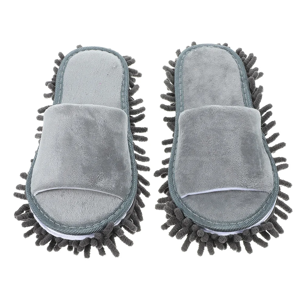 

Lazy Mopping Cleaning Dusting Slippers Unisex Gray Large Size 43 44 Washable Dusting Floor Mop Slippers Home Shoes