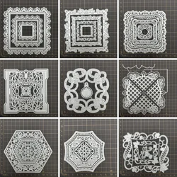 9 kinds square lace frame Metal Cutting Dies Stencils For DIY Scrapbooking Decorative Embossing Handcraft Die CutsTemplate