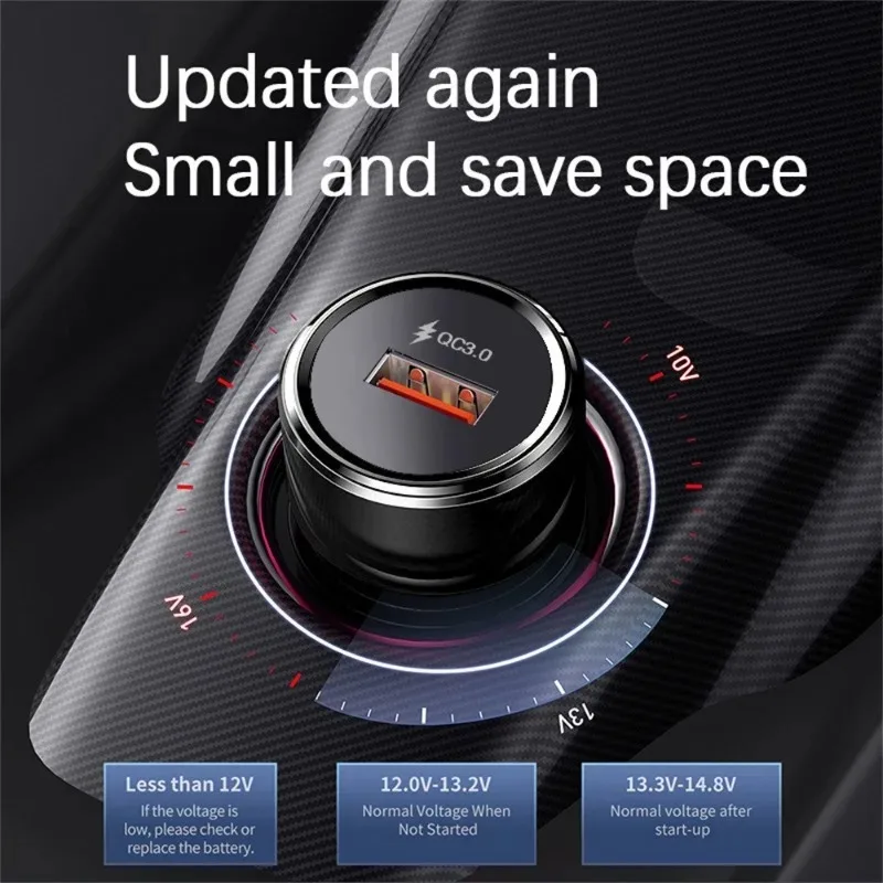 75W 2Port USB Car Charger QC3.0+PD45W Car Phone Charger for Huawei/iPhone/Xiaomi Fast Charging Cigarette Lighter Adapter