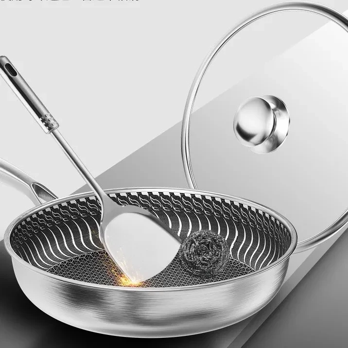 Multi-functional 316 Stainless Steel Pan: Non-stick, Oil-free and Smoke-free for All Kinds of Food