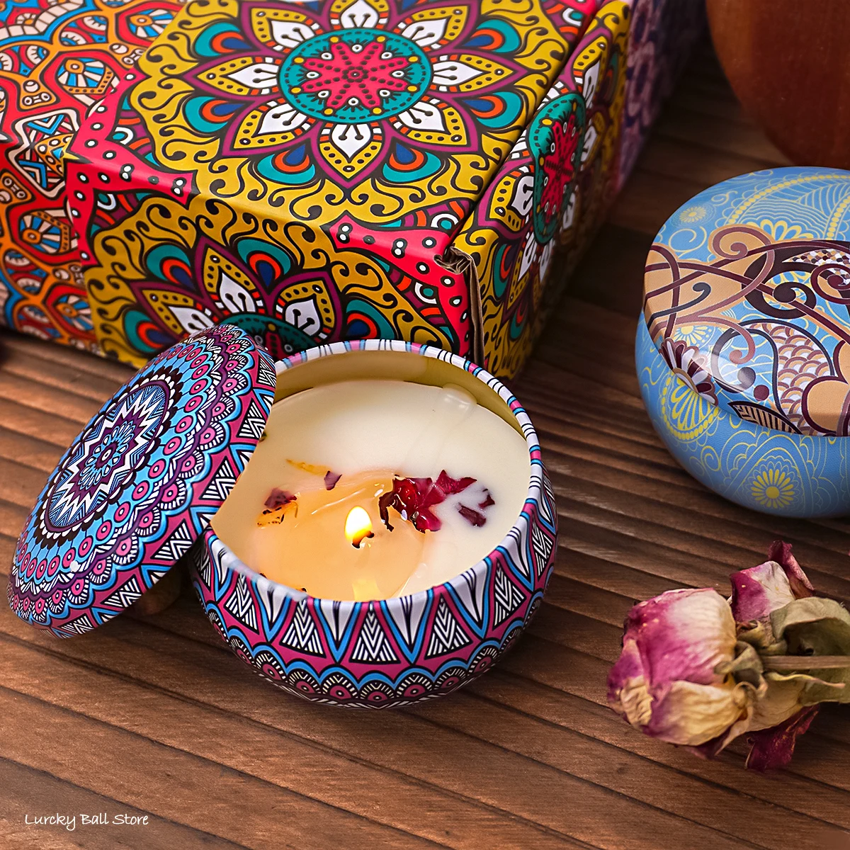 4Pcs/Box Scented Candle Set Gift Islamic Arabian Patterns Fragrance Candle Jar DIY Smokeless Couples Romantic Incense Candles