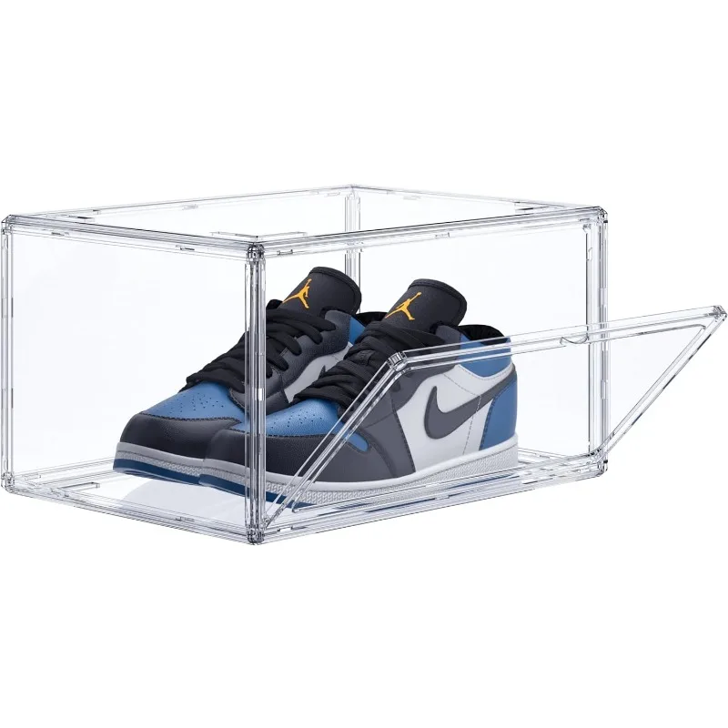 8-Pack All Acrylic Clear Stackable Shoe Boxes for High-end Sports Shoes, 360°Clear Display Sneaker Storage,