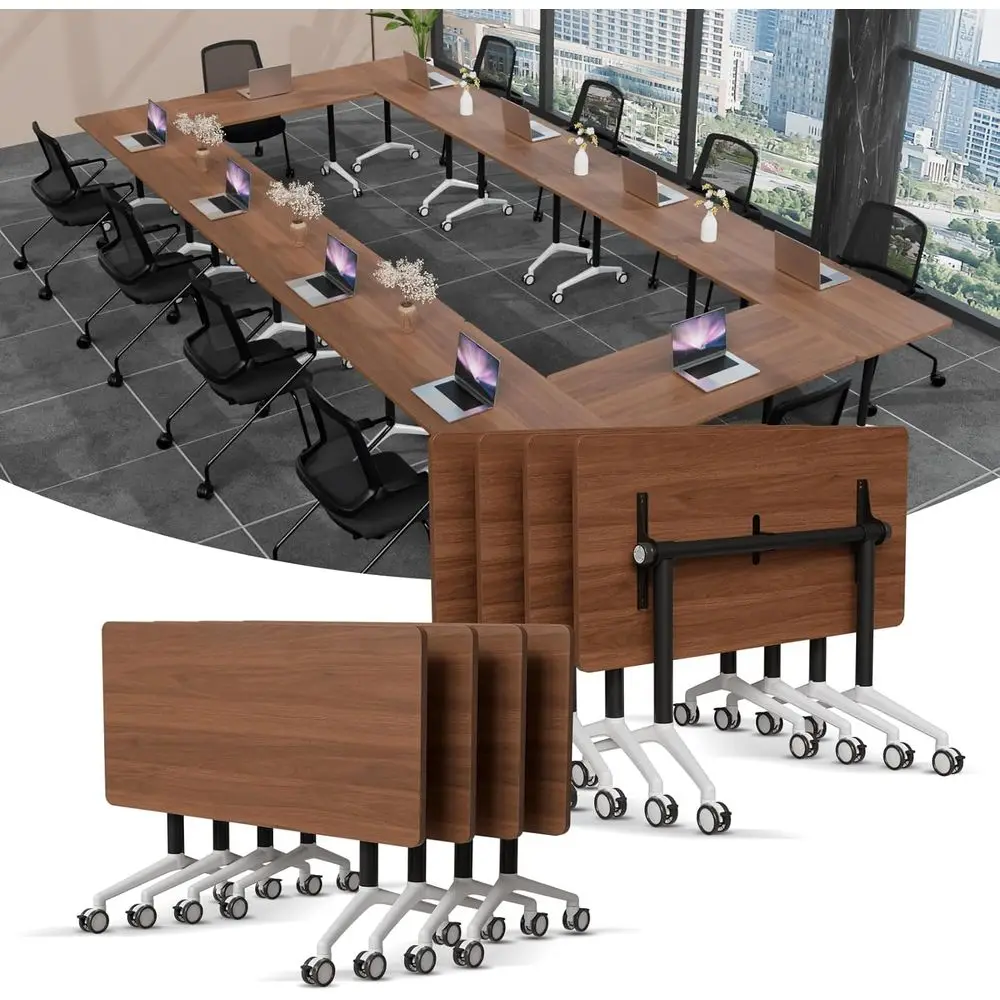

Конференц-стол из орехового дерева на 4-6 человек с поворотом на 360 градусов ° Поворотные роликовые колесики, подходящие для офисных совещаний (47 дюймов, 4 шт.)
