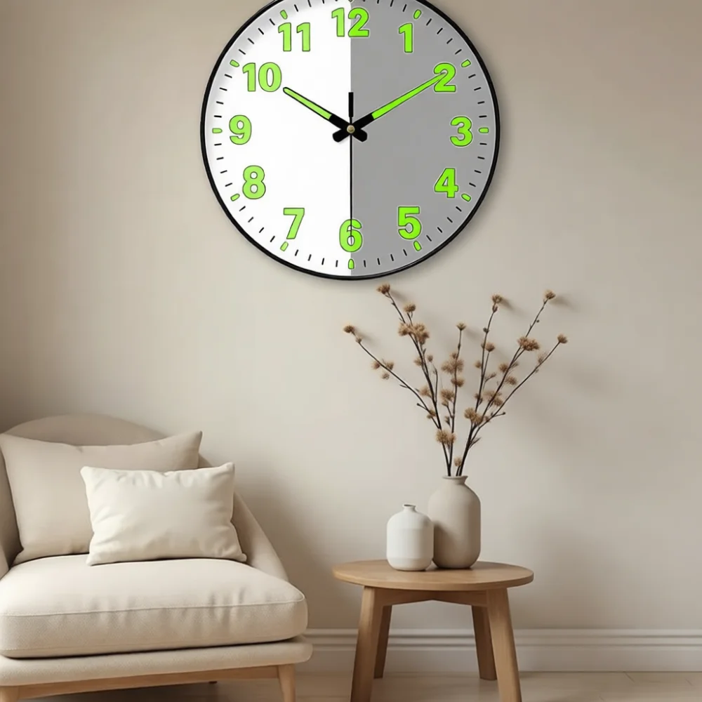 Modern Luminous 8 Inch Wall Clock Silent Quartz Timepiece Simple Battery Operated Decorative Clock For Home Bedroom Office