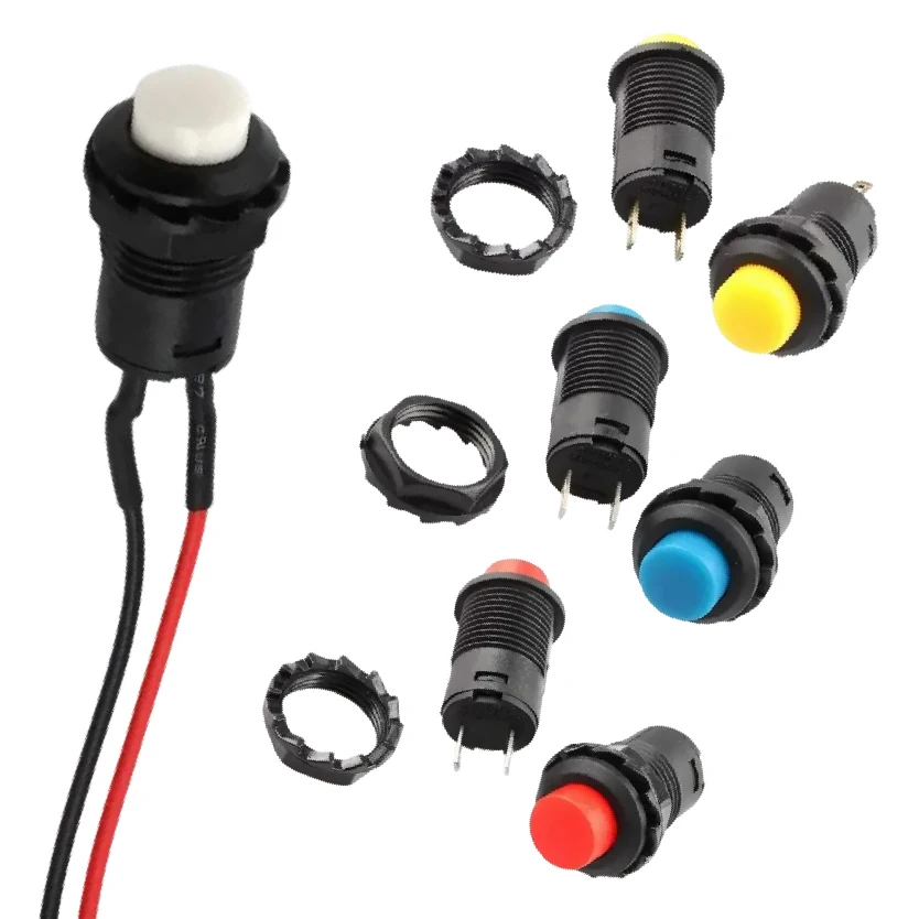 

Mini Push Button Switch DS-427 DS-428 Self-locking Self-reset 12MM Momentary with Cable 20CM