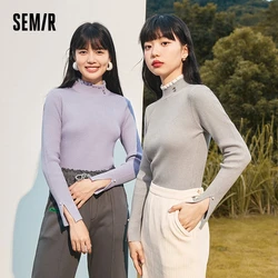 Semir Knitted Sweaters Women Slim-Fitting Bottoming Shirts Chic V-Neck Pullovers Versatile Autumn Winter Sweaters