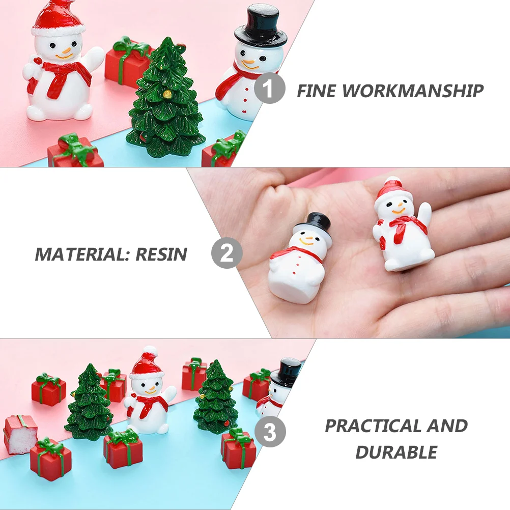 20 Pcs Mini Snowman Resin Miniature Christmas Decorations Craft Figures Child Globes