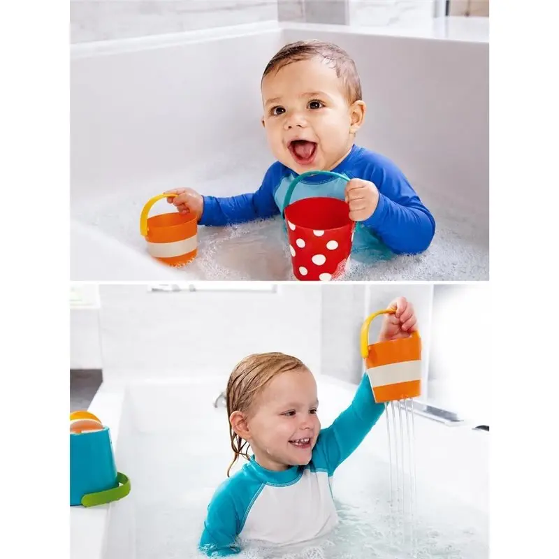 B05C-For Toddlers 12 Months And Up, 1Set Colorful Bucket Set, 3-Piece Baby Bath Set,Suitable For Outdoor Activities