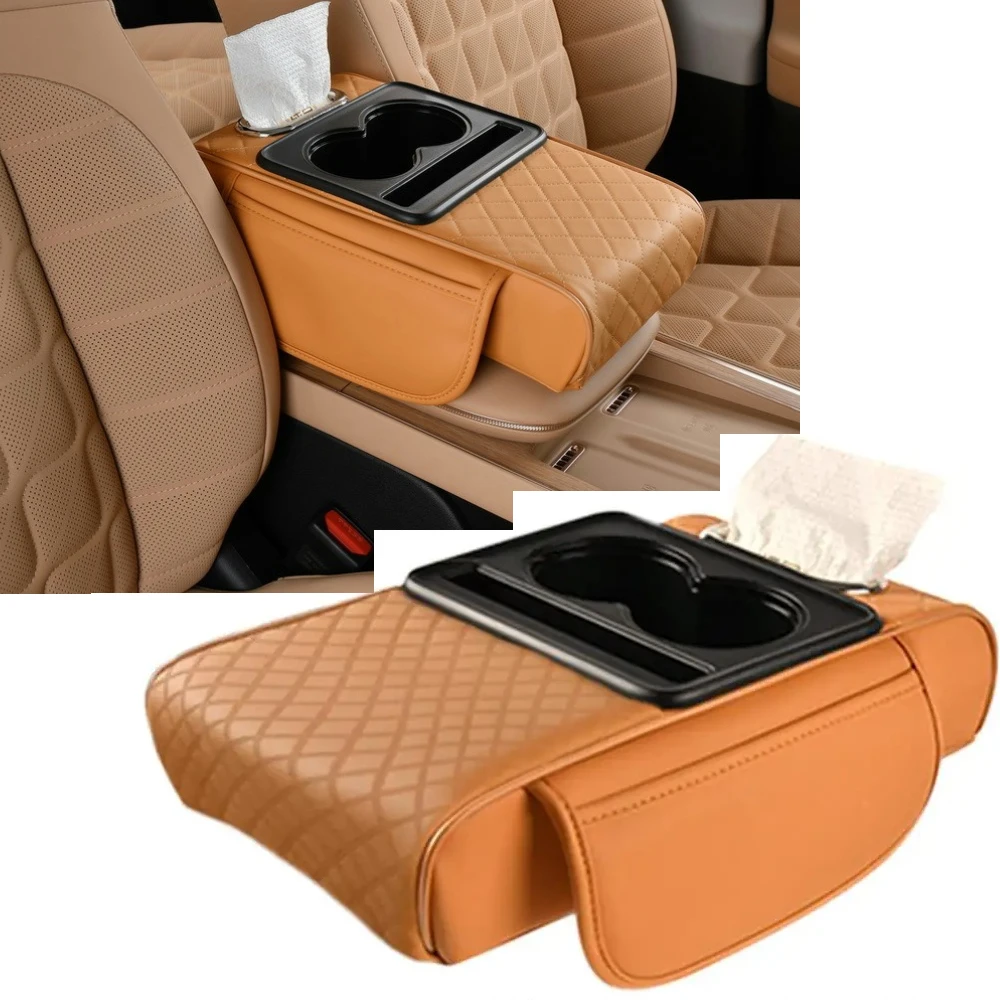 Car Armrest Storage Box Center Console Armrest Cushion Organizer Armrest Storage Organizer Box Arm Rest Pad for Car SUVs Trucks