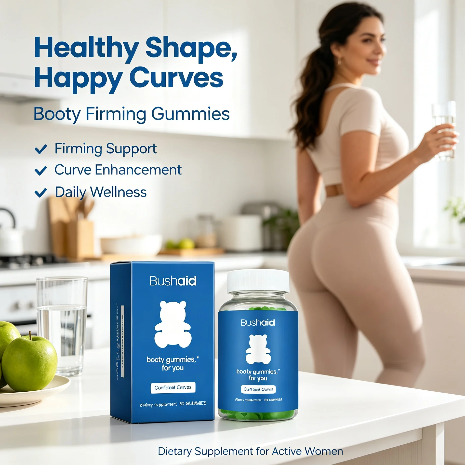 Hip Butt Firming Lifting Gummies Natural Curves Support Booty Enhancement Gummy Chewable Supplement For Women Body Shaping