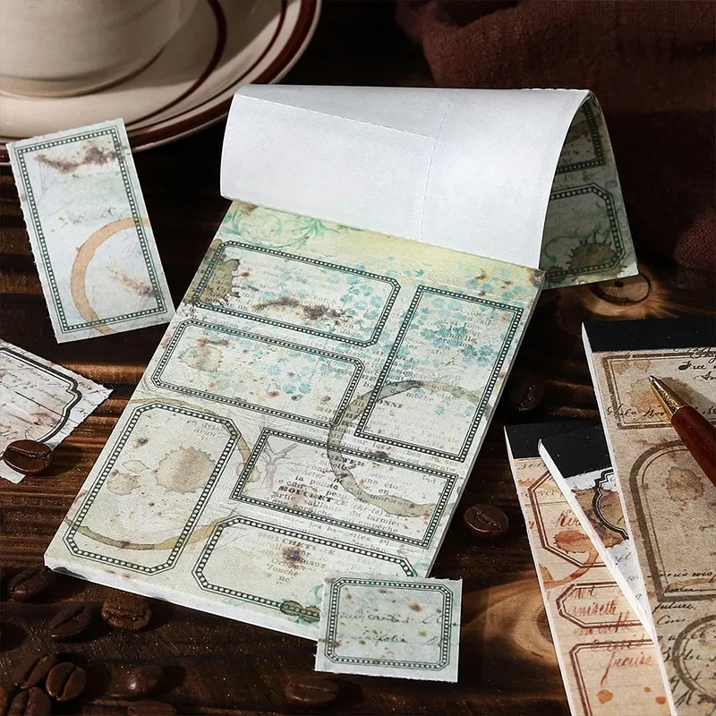 30 Pcs Coffee Stained Theme Vintage Style Border Ledger Material Decorative Collage Paper DIY Handbook Album Scrapbook Supplies