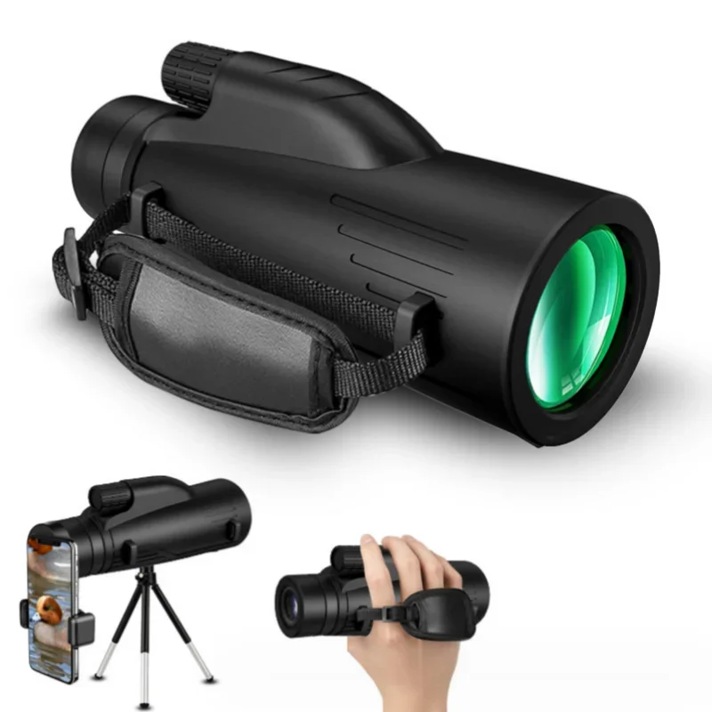 

12x50 HD ZOOM Powerful Monocular Telescope Portable Binoculars Long Range Telescope Hunting Camping With Tripod Phone Clip