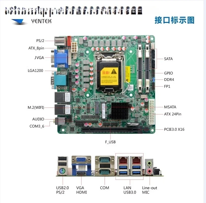 H510M1 Mini ITX Industrial Control motherboard 10/11th generation i3i5i7i9LGA1200 dual network port 6-string PCIE