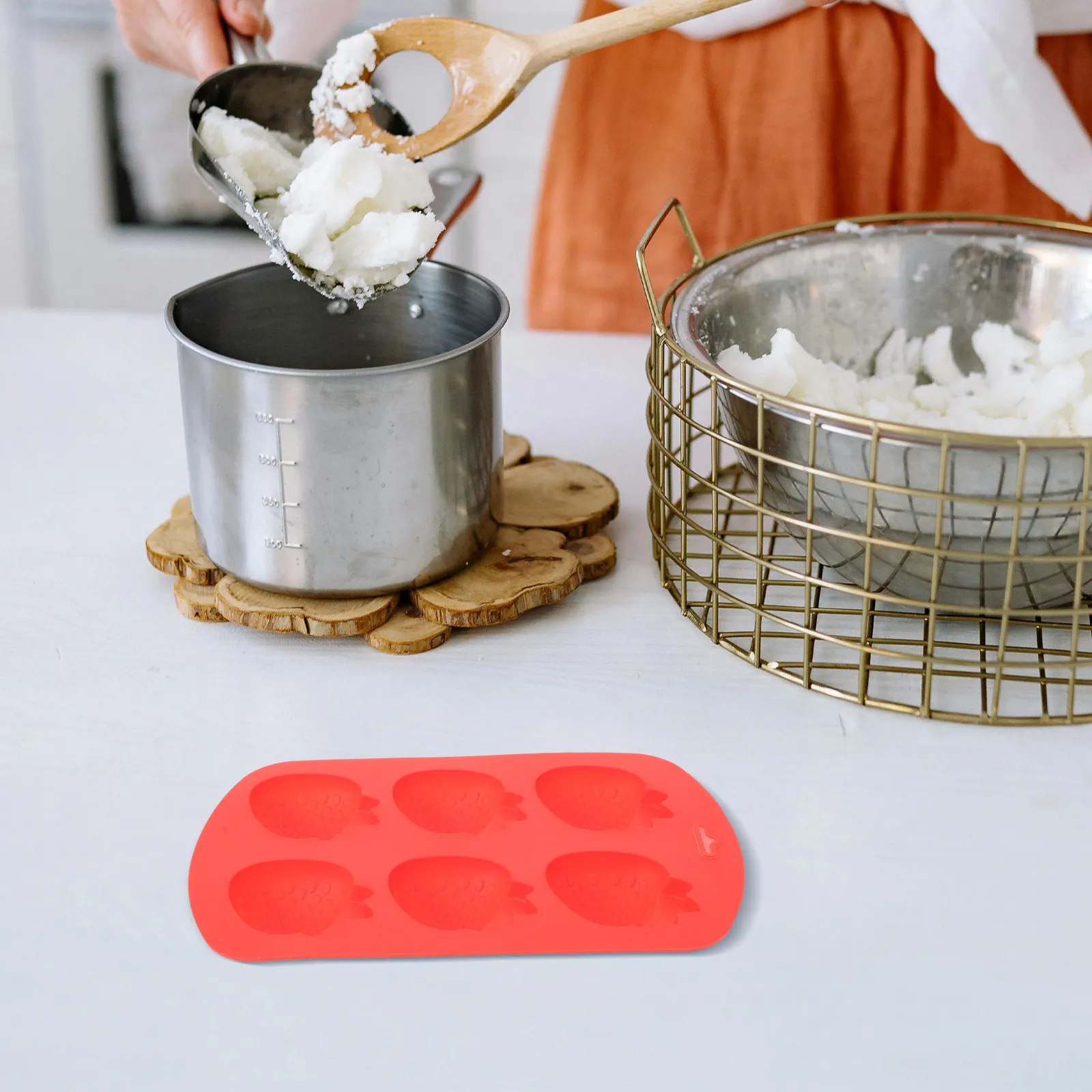 4Pcs Silicone Strawberry Mold for Making Soap Resin Fondant Chocolate DIY Craft - Easy Demoulding Reusable Scented
