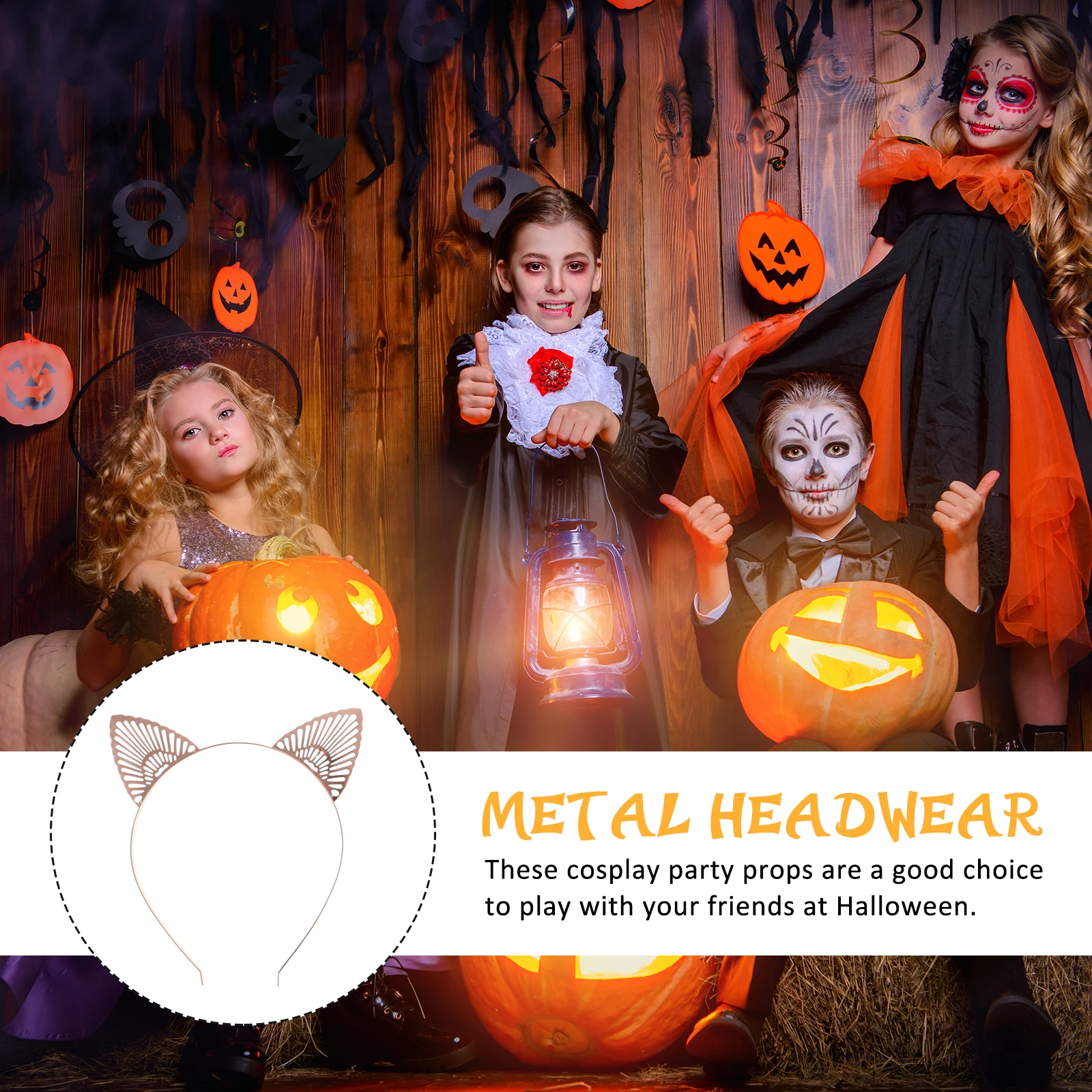 

4pcs Ears Headb Metal Hairb Durable Cartoon Animal Child Women Costume Festive Party Stage Performance Hair