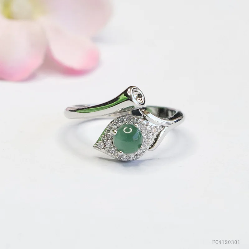 

Оригинальное новое регулируемое кольцо из натурального нефрита Хэтянь с листьями, элегантное очаровательное креативное ретро женское серебряное украшение