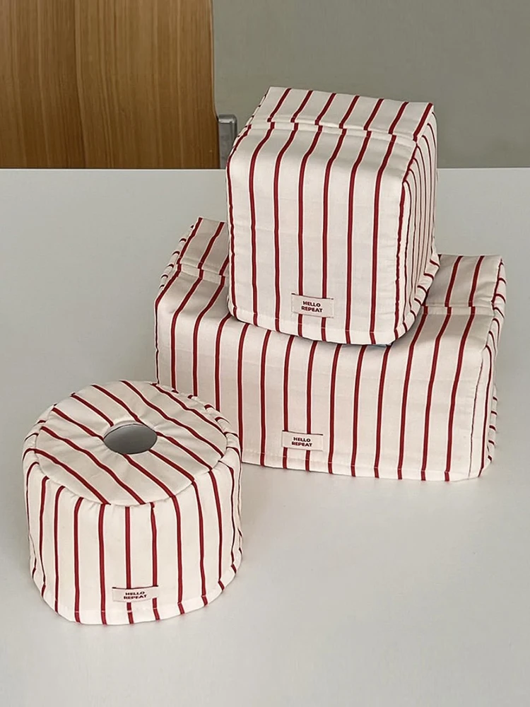 

Корейские минималистичные полосатые чехлы для салфеток, тканевые держатели для салфеток для кухни, декоративные и портативные органайзеры для салфеток