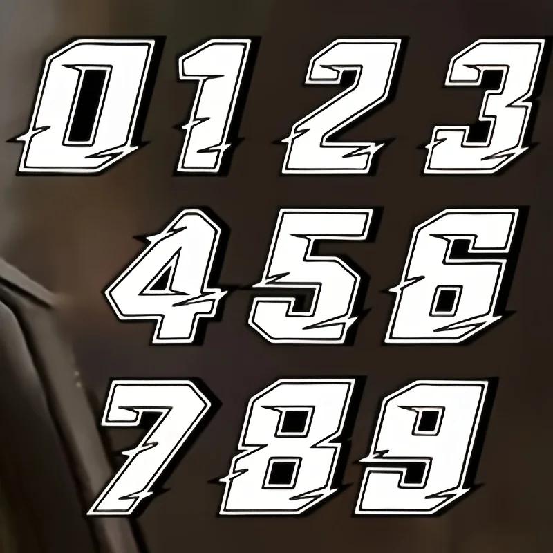White Racing Number Motorcycle Sticker Waterproof Durable Vinyl Decal for Helmet Fairing Fuel Tank Fender Scooter Bike