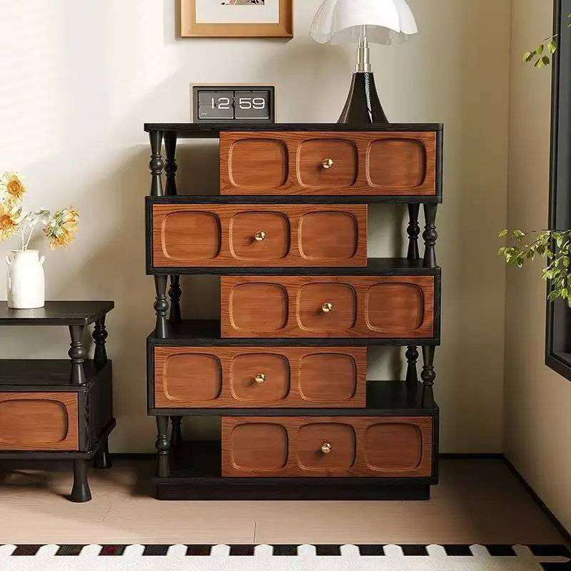 

Medieval Solid Wood Chest, Living Room Entrance Retro Locker, Bedroom Storage Cabinet, Small Apartment Multi-function