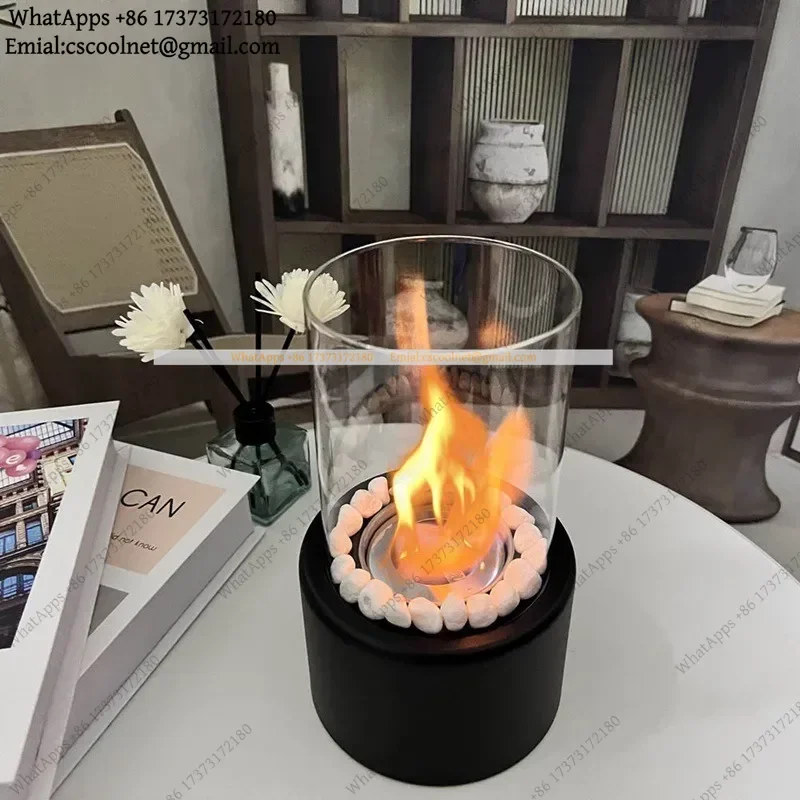 JS02 Desktop Mini Fireplace, Indoor Outdoor Flame Light Simulation, Tabletop Decor, Cozy Home Atmosphere Ornament