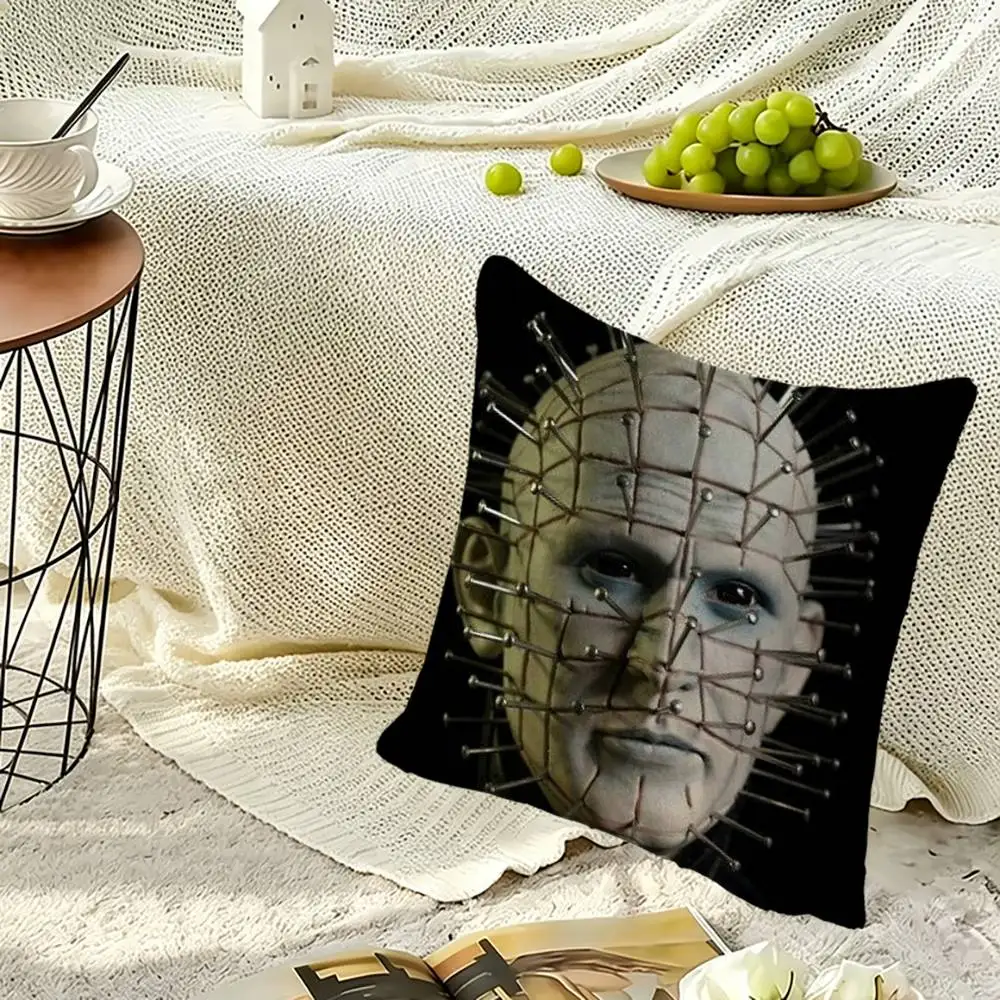Movie Hellraiser P-Pinhead Square Double-Sided printed Pillow Case Bedroom Bedside Pillow Sofa Cushion Cover
