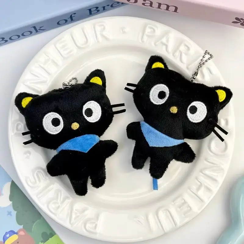 Chococat Plush Keychain Kawaii Black Cat Soft Bag Charm Cute Backpack Purse Key Holder for Girls Women Cute Anime Toy Gift
