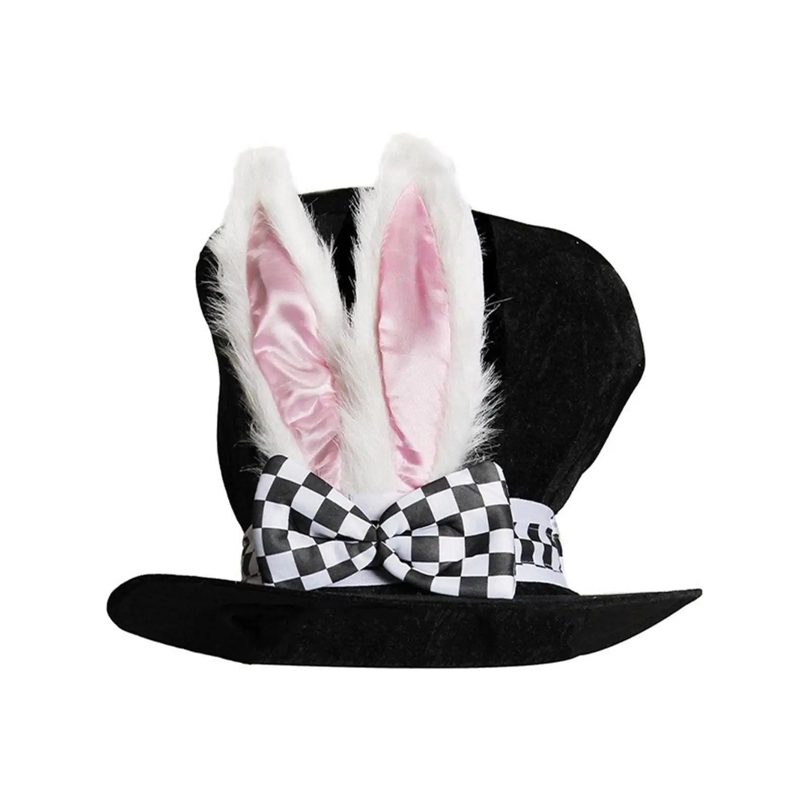 Novedad, conjunto de medias y falda de Pascua, sombrero de copa, disfraces con Orejas de conejo, tocado con lazo a cuadros para fiesta, vacaciones, Cosplay, cumpleaños
