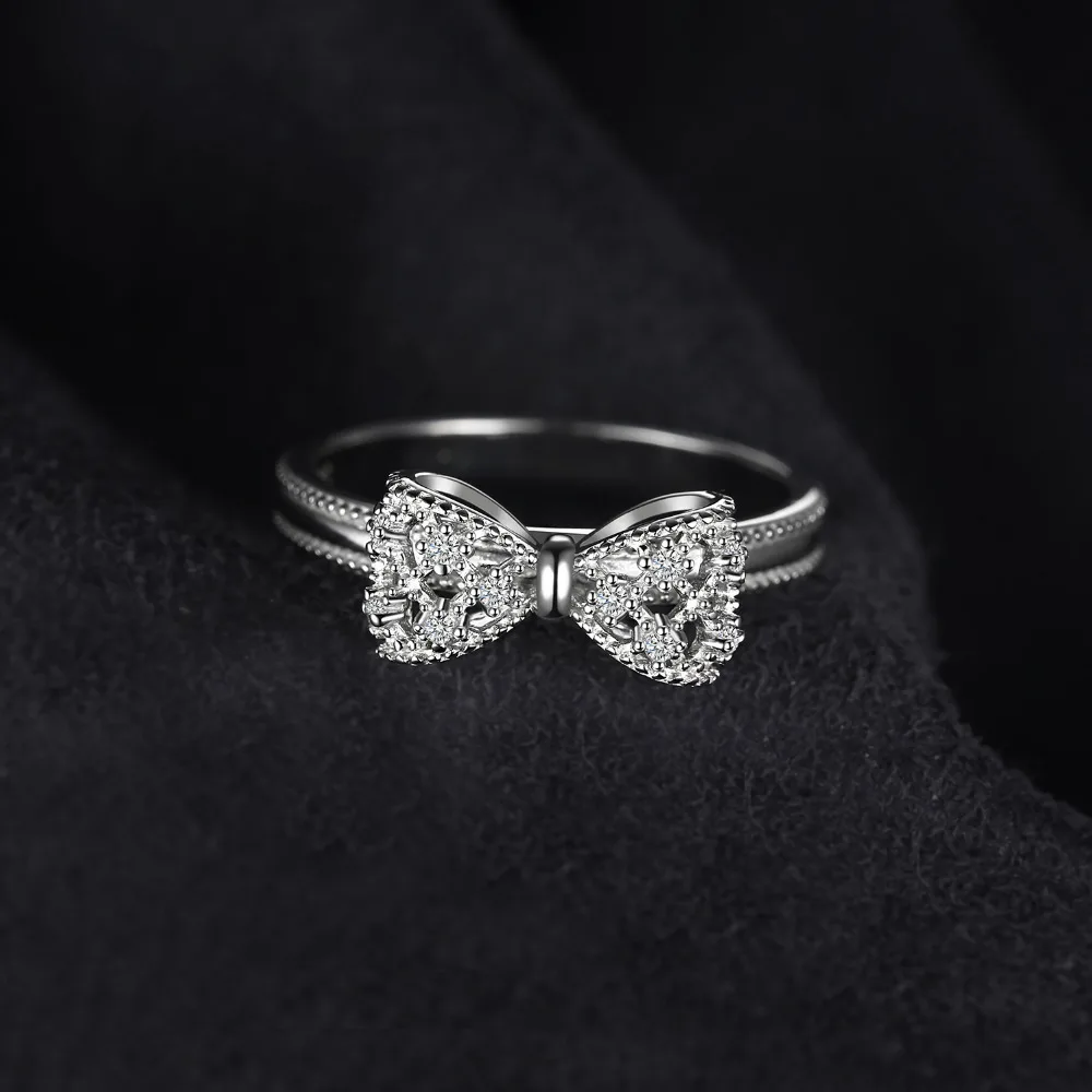 

All Moissanite Ring Bow Knot 925 Sterling Silver Ring for Women White Gold Plated Fashion Jewelry Woman Wedding Party Loves Gift