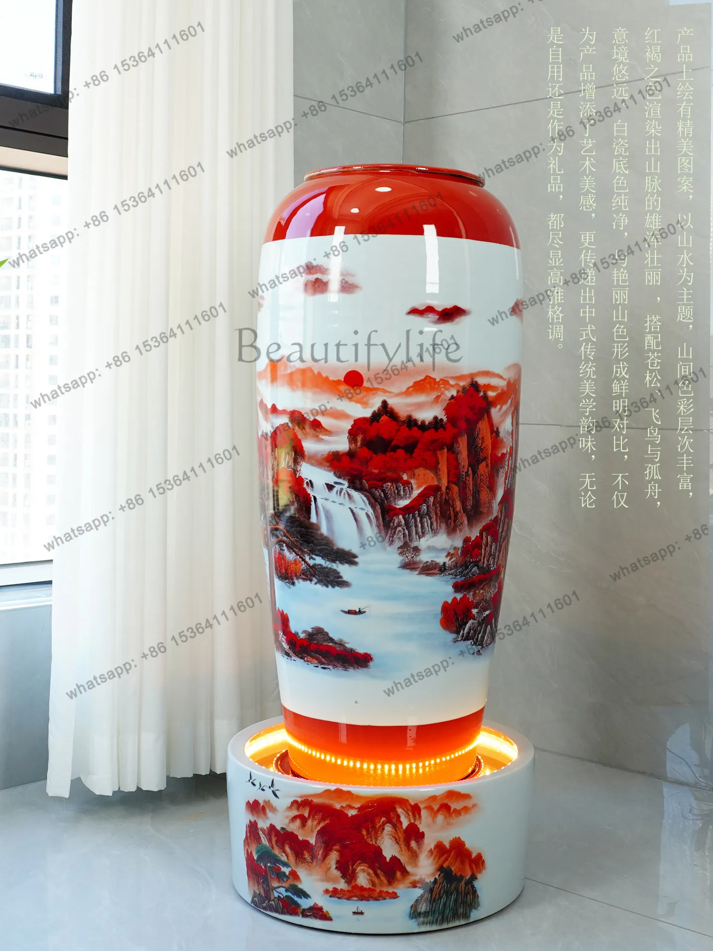 

Chinese flowing water ornaments, fountains, entrance ceramic vases, circulating water decorations