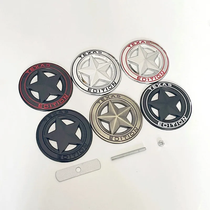 3D Metal TEXAS EDITION Shield Pentagram Star Side Fender Door Emblem Badge Car Stickers For Jeep Wrangler Liberty Grand Cherokee