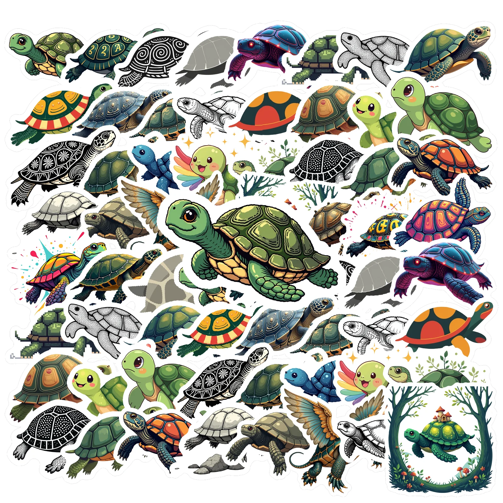 35-100pcs Turtle Stickers Marine Life Stationeanimal Sticker Graffiti Decalsry Stickers For Diy Laptop Phone Suitcase Book