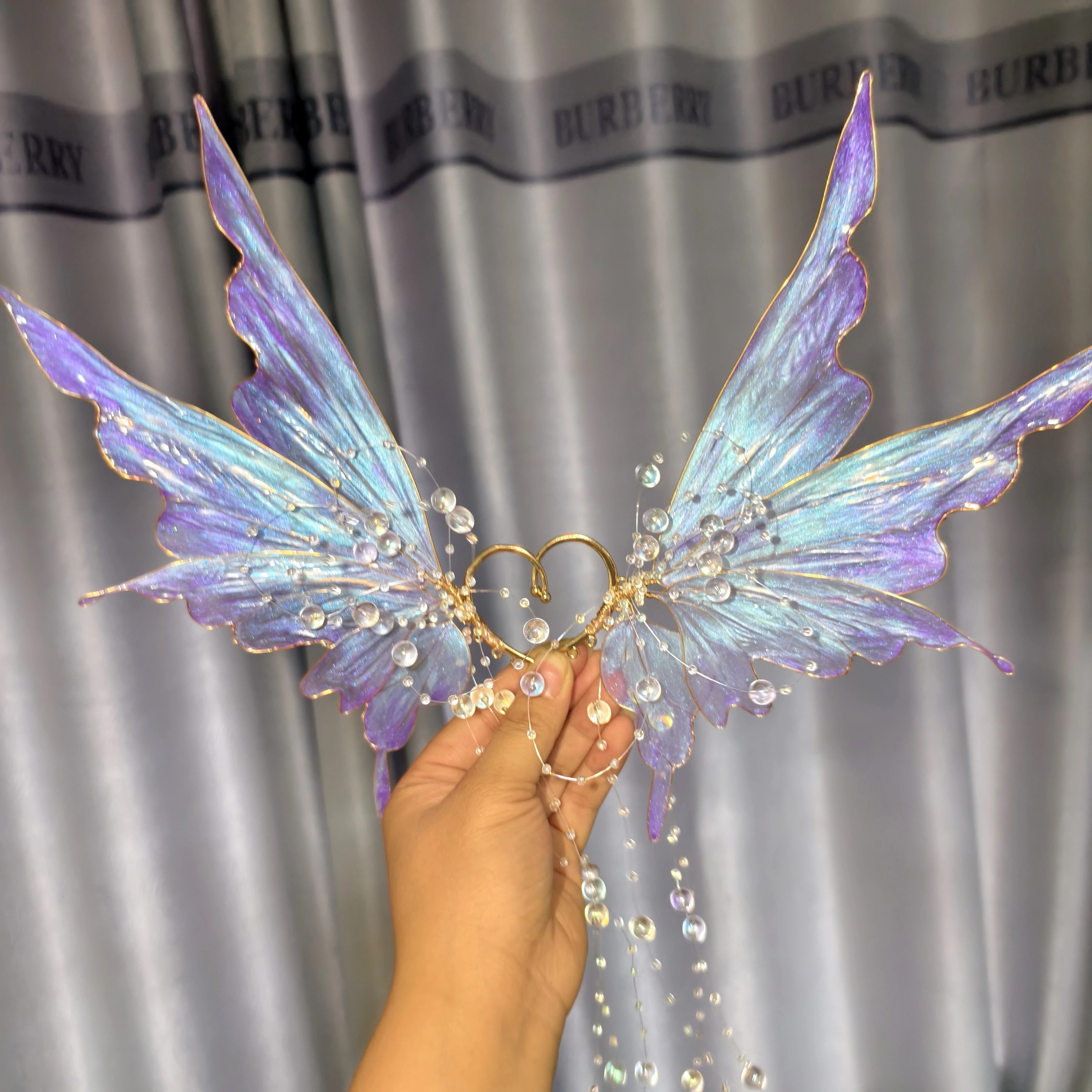 2025 Elfผีเสื้อหูมงกุฎผมMermaid Headdress Hanfuปลาทูหูปลาผมมงกุฎอุปกรณ์เสริมดอกไม้ทําLiquid