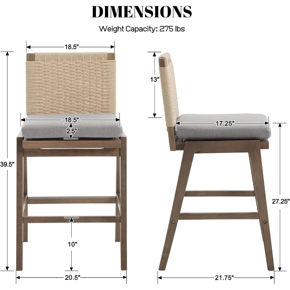 Modern Bar Stools Set of 2, 27