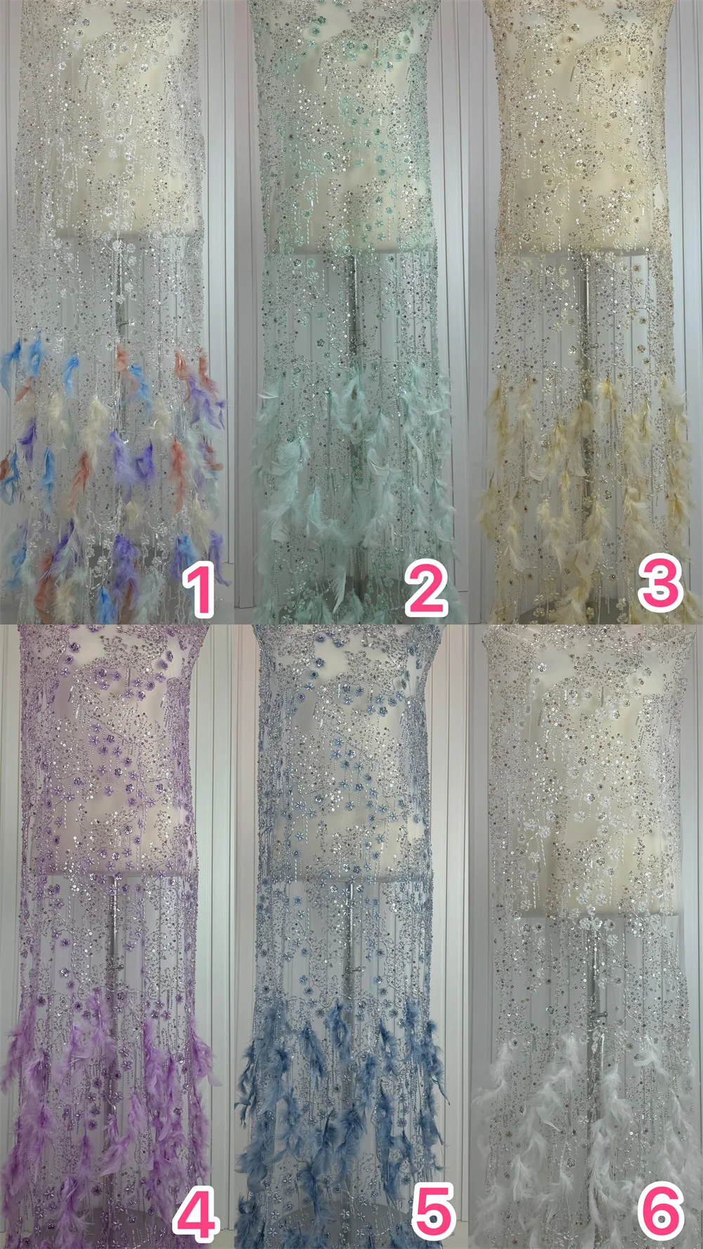 Latest Nigerian 3D Feather Lace Fabric With Sequins Groom 2024 High Quality Lace African Lace Fabric For Wedding Dress French