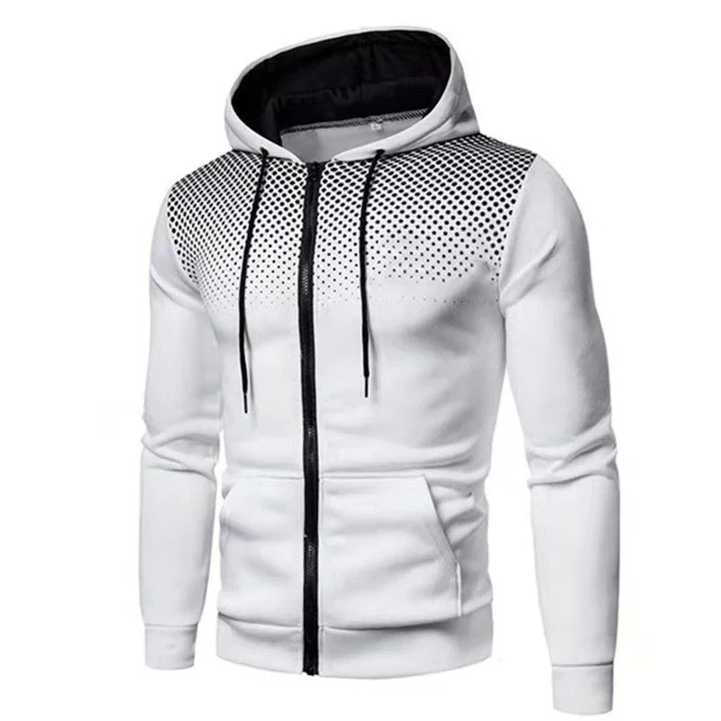 Fashion Men's Gradient Color Hoodies Sweater Spring Autumn Long-sleeved Tops Running Fitness 3D Printed Gradient Clothes