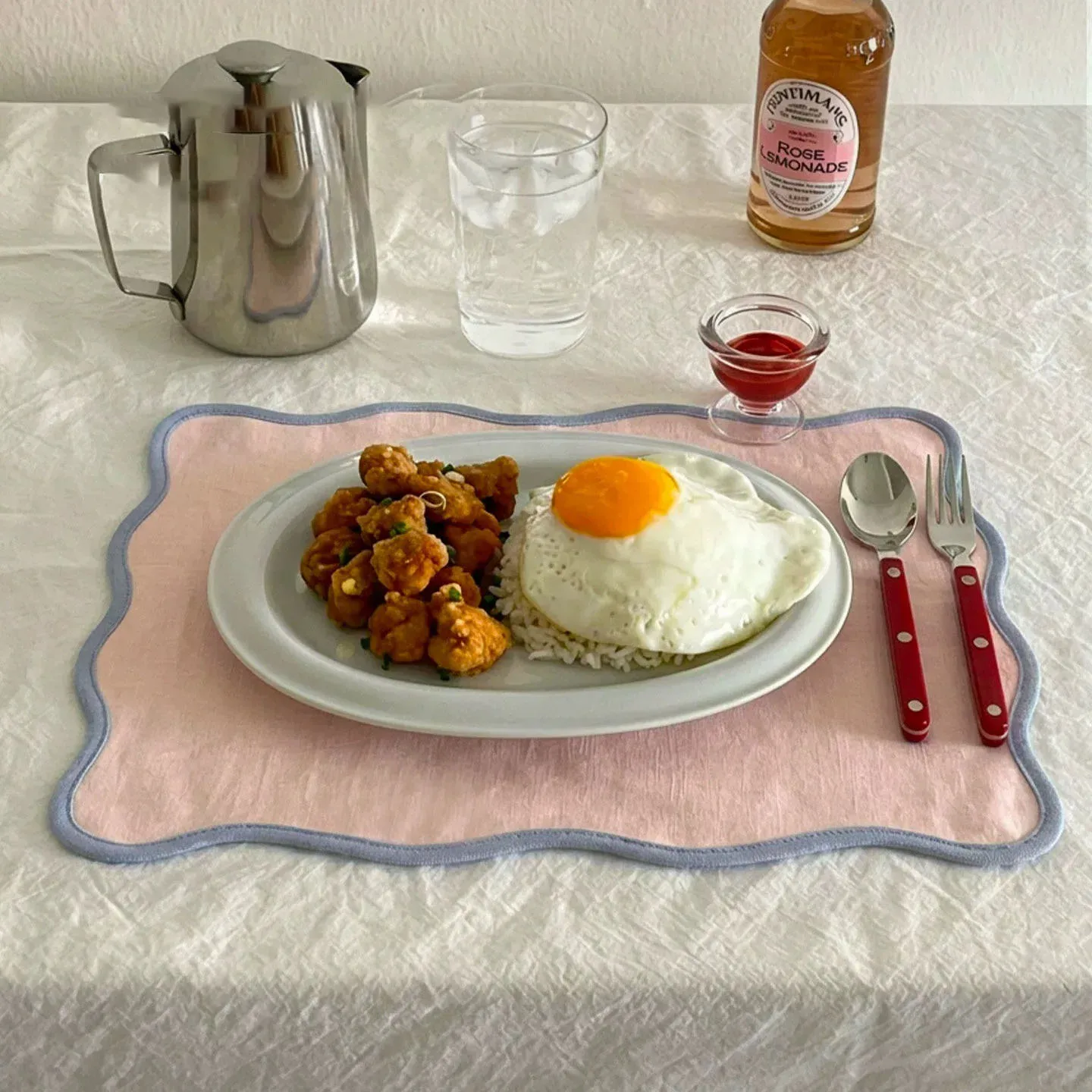 1PC French Linen Placemat with Wavy Edges for Dinner Table, Wedding, Party, Hotel Decoration