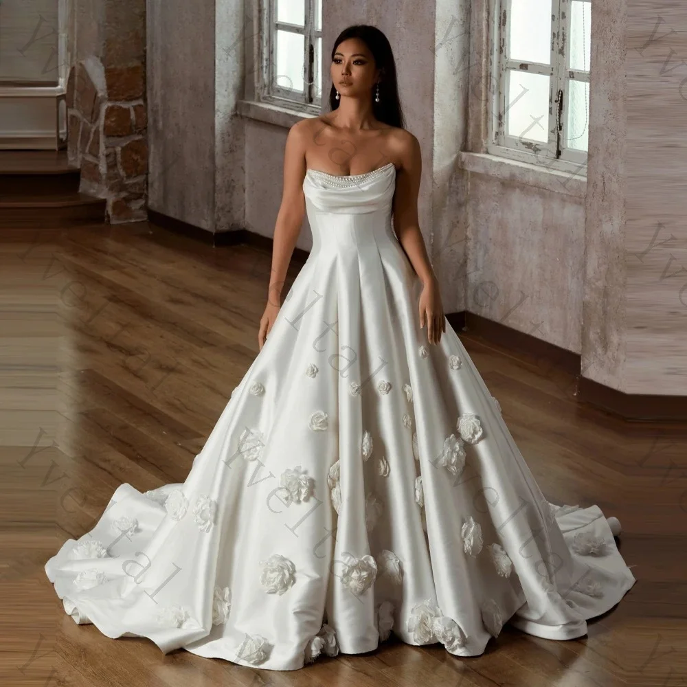 Customized Elegant Temperament Wedding Dresses with Fascinating Beaded Sleeveless A-line Scoop Neck Appliques Button Bridal Gown