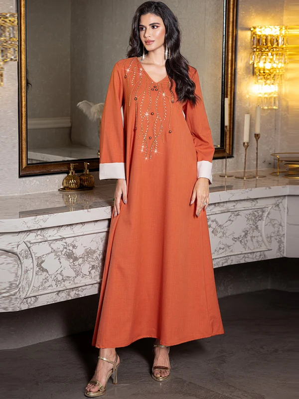 

Ele Long Sve Вечернее платье V-Ne, расшитое бисером, свободное покрое, модное, новое поступление, женское платье из полиэстера