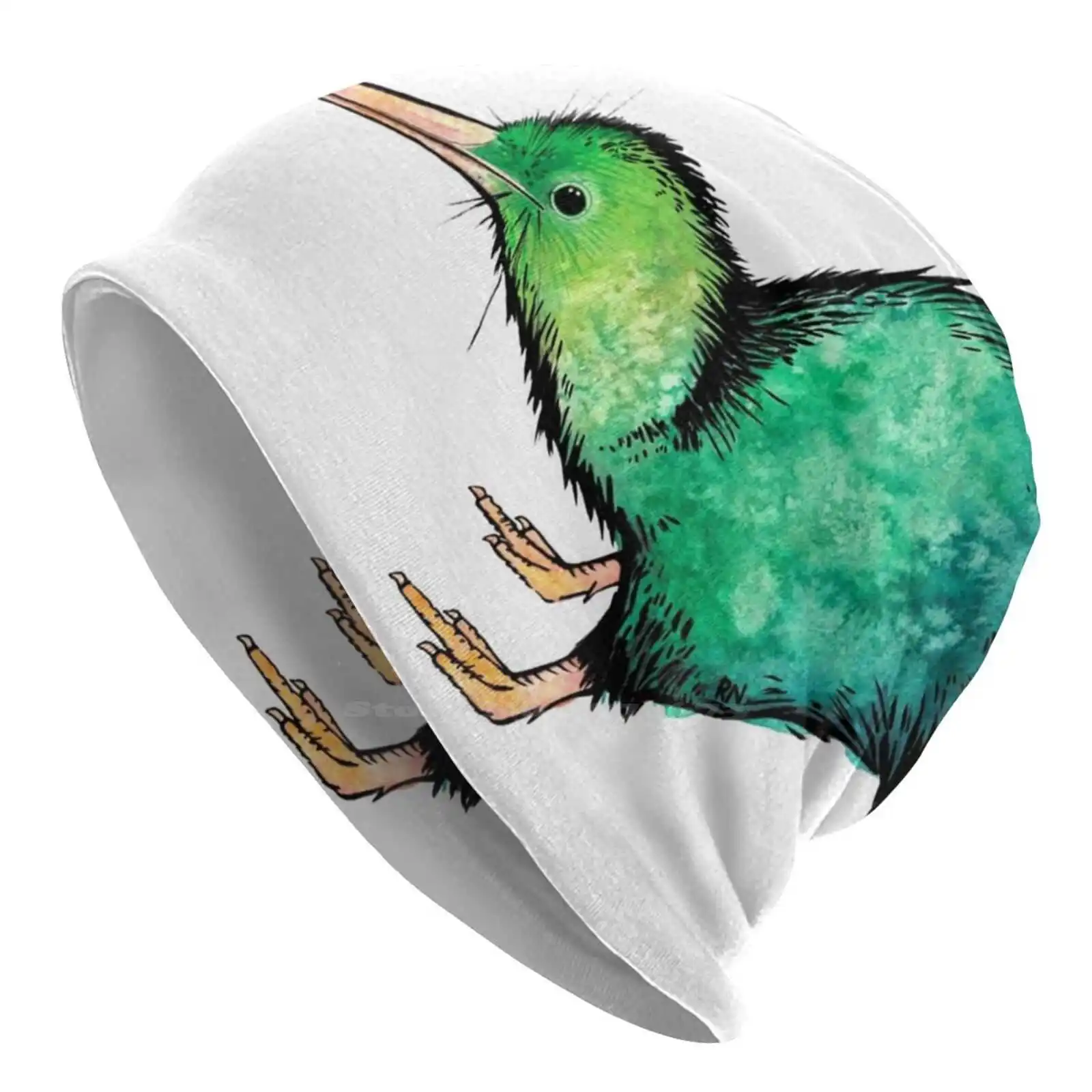 Cute Kiwi-Watercolour Art Knitted Hat Warm Beanie Outdoor Caps Kiwi Bird Kiwis Nz New Zealand Wildlife Brown Kiwi Birds Cosmic