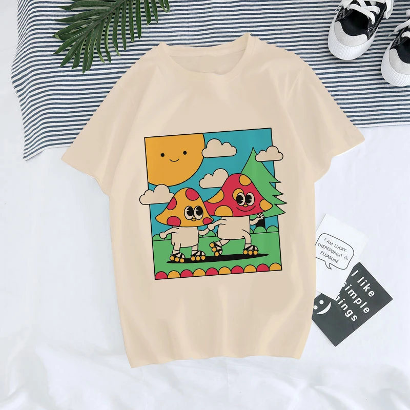 Mushroom Dark Academia Frog T Shirt Women Mushroom Casual Harajuku Tshirt Unisex Kawaii Summer Tops Cartoon Y2k Tee Shirt Female